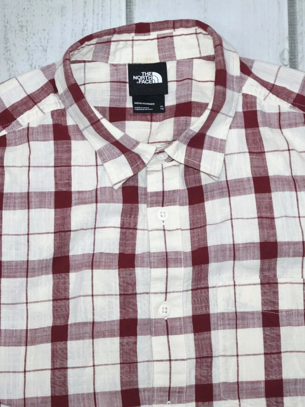 The North Face Button Down Shirt Men's XL Red Plaid Short Sleeve Casual Outdoor